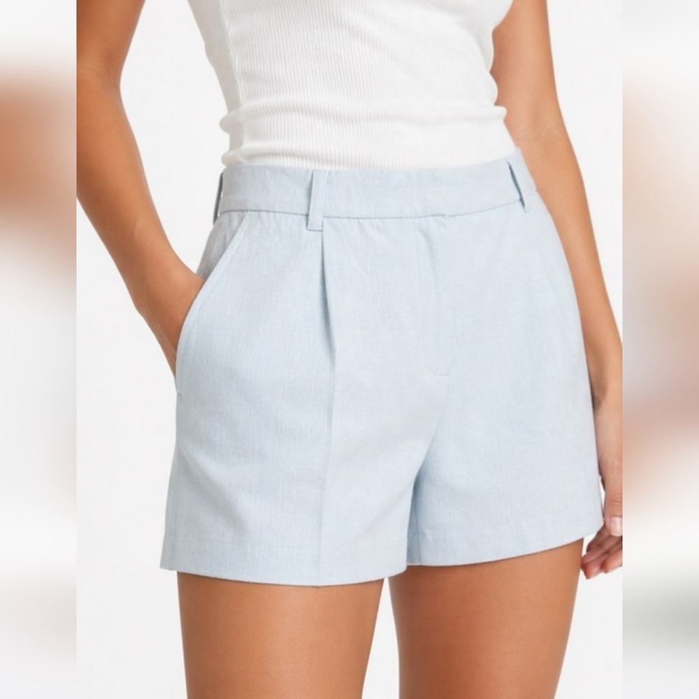 Womens Calypso St. Barth Light Blue High-Waist Pleated Shorts Size 12